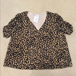 Leopard Print V-Neck Women's Top - Adrienne